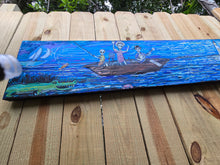 Load image into Gallery viewer, New Ship of Fools in Cape Fear Marsh original painting on built wood panel 43 in wide