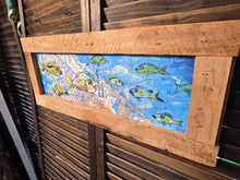 Load image into Gallery viewer, Wrightsville beach map art 7x18 framed  stained