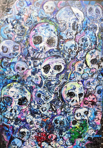 24" original painting blue skulls 2