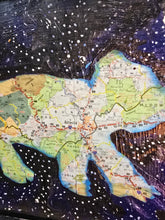 Load image into Gallery viewer, 8" ×7"  Starry Asheville bear map art framed print  ready to hang