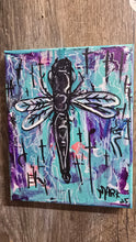 Load image into Gallery viewer, ) 8x10&quot; small  dragonfly original  painting on canvas blue