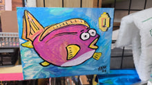 Load image into Gallery viewer, World 2-2 fish 14x11&quot; orginal painting on stretched  canvas