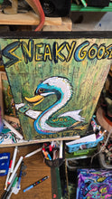 Load image into Gallery viewer, Sneaky goose 16x10 embellished print ready to hang built panel