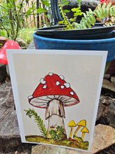 Load image into Gallery viewer, 5x7 mini print /note card mushroom art  3 by Laurel Herbert