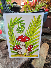 Load image into Gallery viewer, 5x7 mini print /note card mushroom art  2 by Laurel Herbert