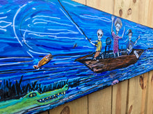 Load image into Gallery viewer, New Ship of Fools in Cape Fear Marsh original painting on built wood panel 43 in wide
