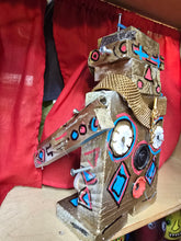 Load image into Gallery viewer, Dresser top  scrap robot sculpture  12.5 inches tall