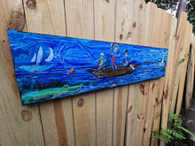 Load image into Gallery viewer, New Ship of Fools in Cape Fear Marsh original painting on built wood panel 43 in wide