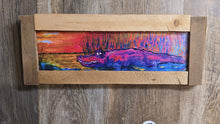 Load image into Gallery viewer, Cape Fear  Gator in the pink sunset mounted embelished print 7x18&quot;