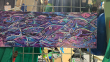 Load image into Gallery viewer, 27.5 x 10   orginal painting  wood purple pink fish the flow
