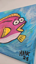 Load image into Gallery viewer, World 2-2 fish 14x11&quot; orginal painting on stretched  canvas