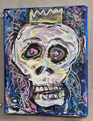8x10  original on stretched canvas skull dude elder king
