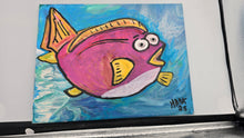 Load image into Gallery viewer, World 2-2 fish 14x11&quot; orginal painting on stretched  canvas
