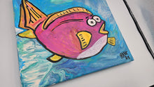 Load image into Gallery viewer, World 2-2 fish 14x11&quot; orginal painting on stretched  canvas