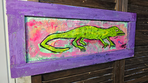 19×8 lizard orginal on wood