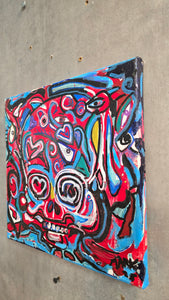 10x10  original on stretched canvas"  indigestaskull"