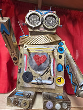 Load image into Gallery viewer, Dresser top  scrap robot sculpture  12.5 inches tall