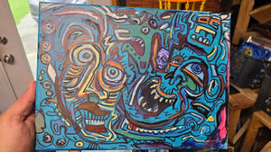 10x12painting on stretched canvas " hidden horns abstract painting "