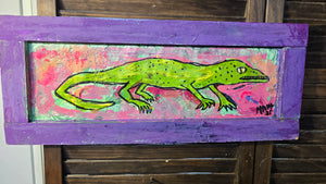 19×8 lizard orginal on wood