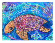 Load image into Gallery viewer, Aloha Sea Turtle signed print Light blue shipped  in poly sleeve