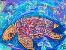 Load image into Gallery viewer, Aloha Sea Turtle signed print Light blue shipped  in poly sleeve