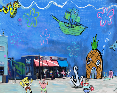 The Dive CB x Bikini Bottom prints