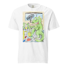 Load image into Gallery viewer, Godzilla steps on a lego Unisex garment-dyed heavyweight t-shirt