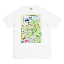 Load image into Gallery viewer, Godzilla steps on a lego Unisex garment-dyed heavyweight t-shirt