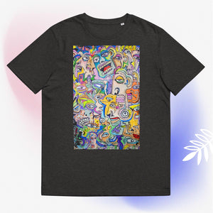 Unisex organic cotton t-shirt abstract faces by Mark Herbert