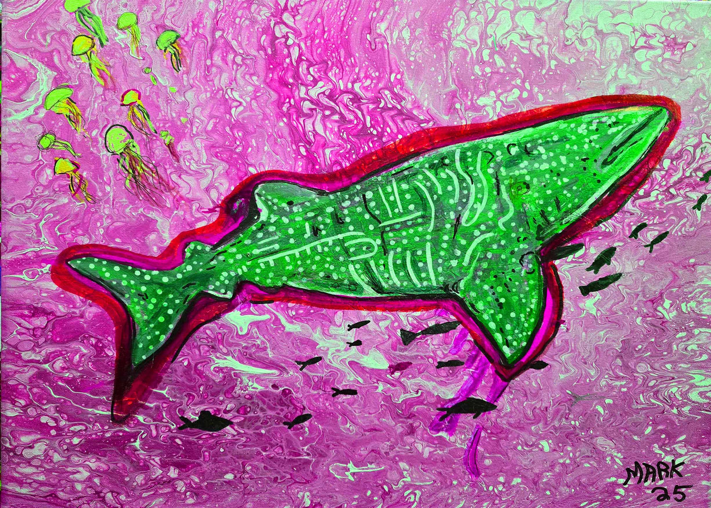 8x10 signed art  print Whale Shark