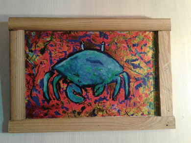 Chaotic aquatic series crab  12x19 framed ready to hangframed print