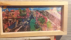 Godzilla verses dock street 7 x17 framed print