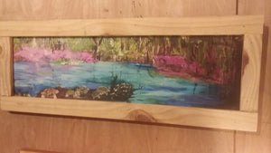 Airlie turtles on a log 17x6" framed print