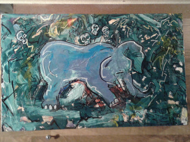 Original 10x16 blue elephant