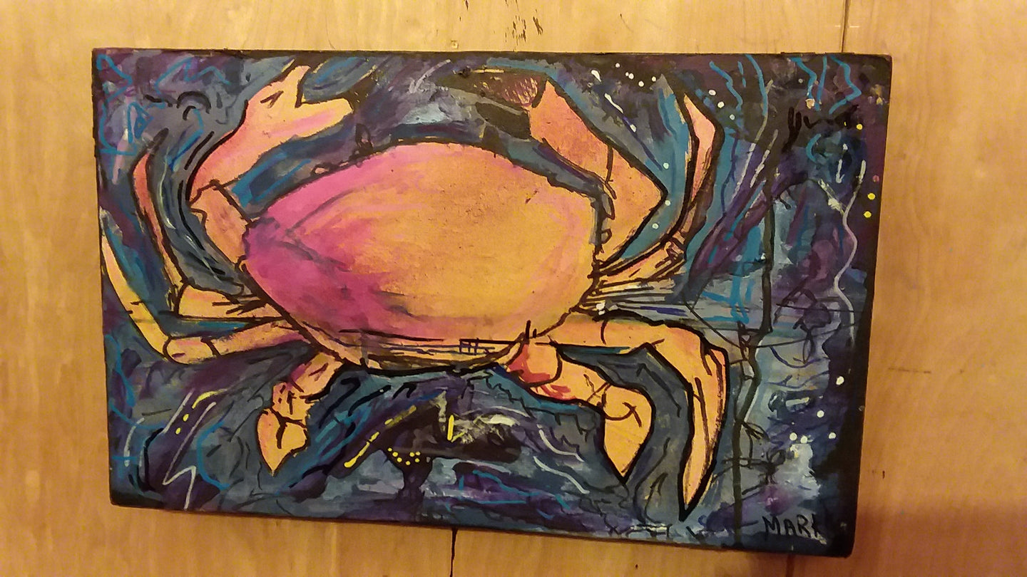 Stars and surf Original crab painting 10x16