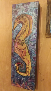 Original 5x16 seahorse  built wood panel