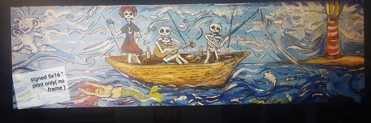 5x16 signed paper print in poly bag Ship of fools fishing with the dead