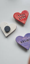 Load image into Gallery viewer, Set of 5 ceramic heart  magnets by muddy muse
