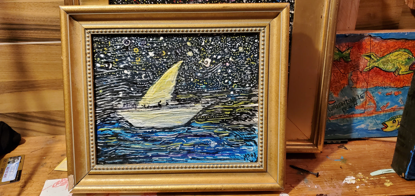Starry sailboat original