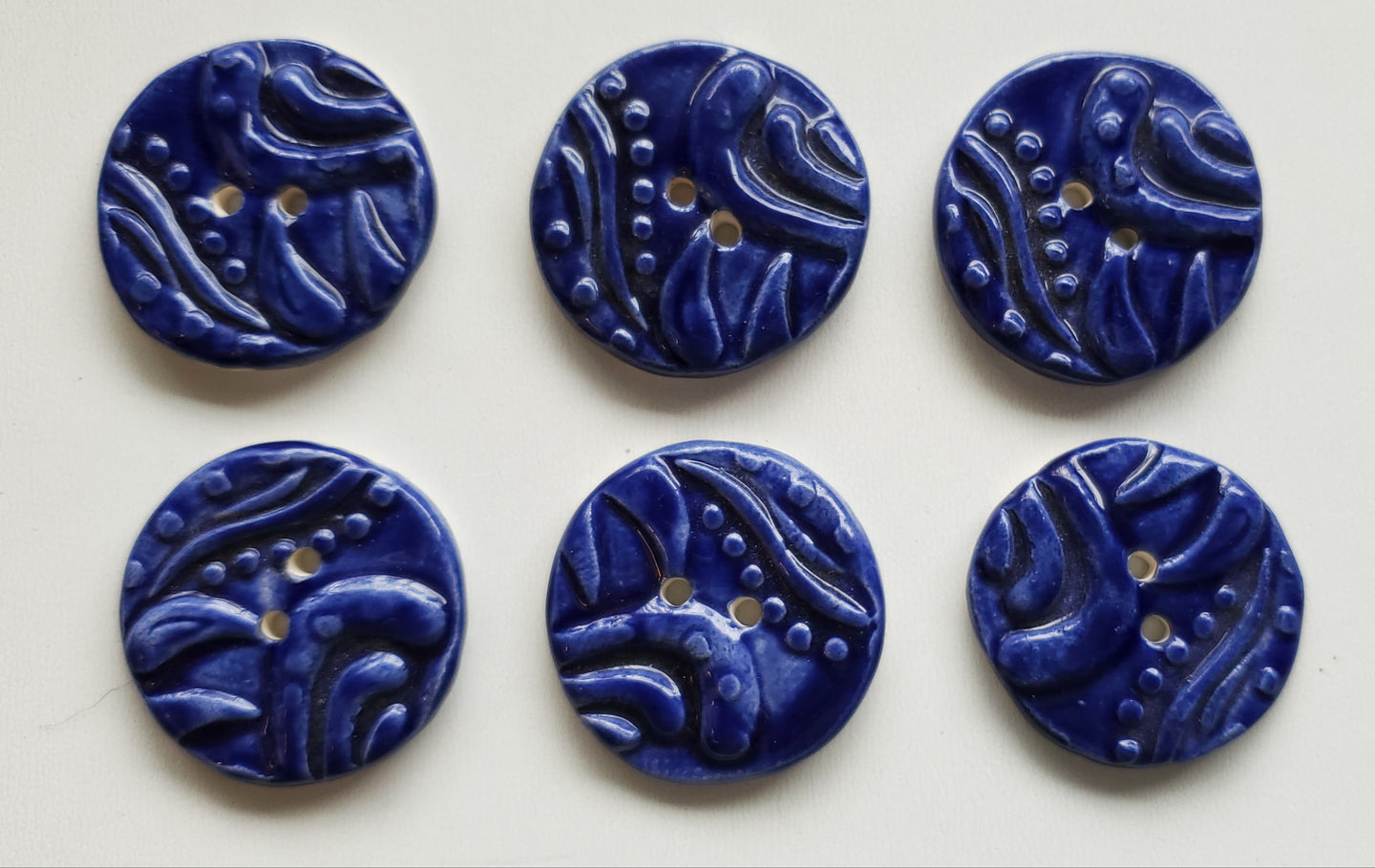 6  1 inch hand made ceramic buttons