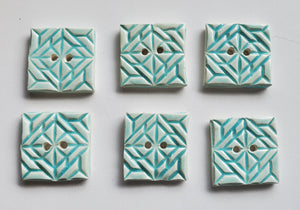6 minty squares ceramic 1 inch buttons