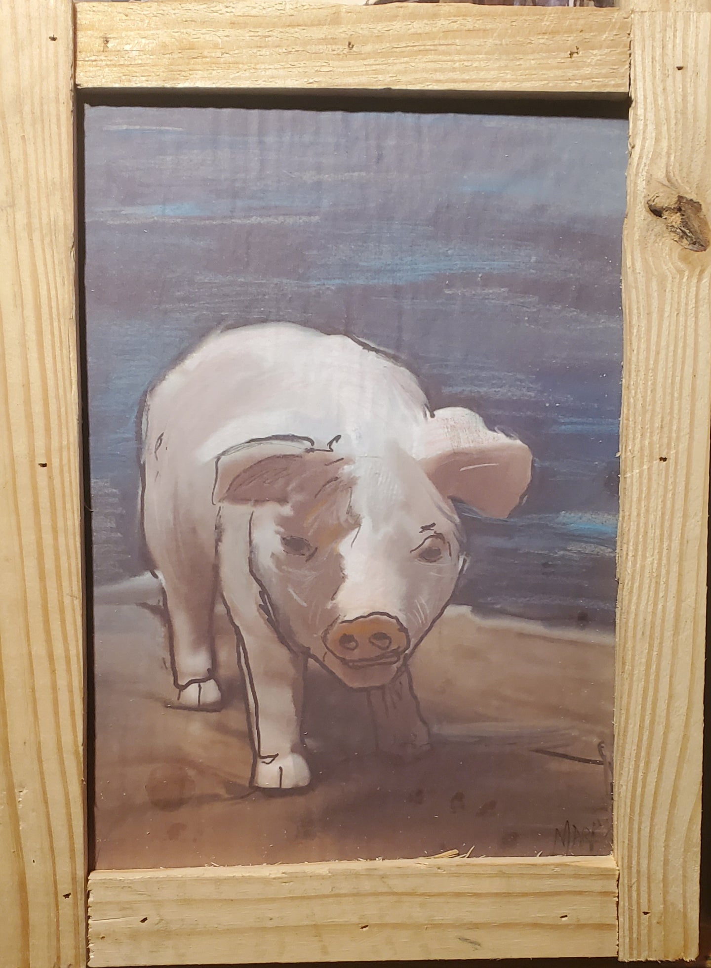 little pig on stormy day