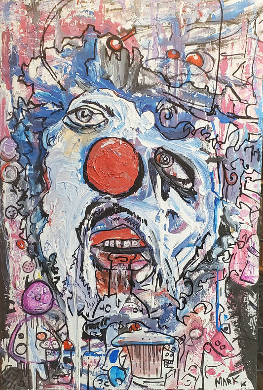 original abstract mixed media on canvas "gluttony"