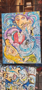 original   Mixed media on canvas  abstract by Mark Herbert "she holds the key to the jesters heart"