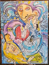 Load image into Gallery viewer, original   Mixed media on canvas  abstract by Mark Herbert &quot;she holds the key to the jesters heart&quot;