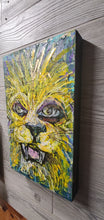 Load image into Gallery viewer, original mix media Lion 10x16 framed panel  black trim