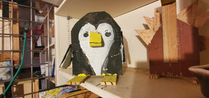 12  inch penguin makers choice  adopt  a wood-scrap critter