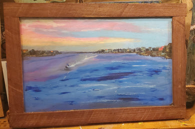 Wrightsville causeway mixed media embellished framed 12x 18