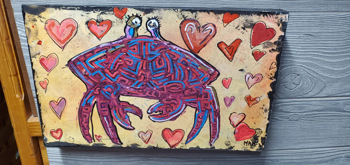 original 10x16 abstract crab