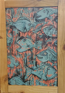 turquoise fish 12×18 framed ready to hang